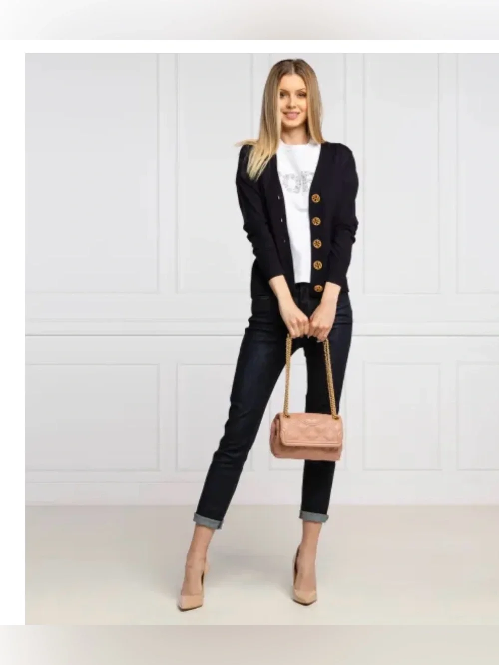 Tory Burch Black Cardigan with Gold Buttons